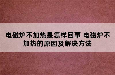 电磁炉不加热是怎样回事 电磁炉不加热的原因及解决方法